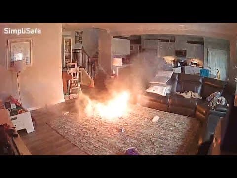 Dog bites into lithium battery, sparking fire