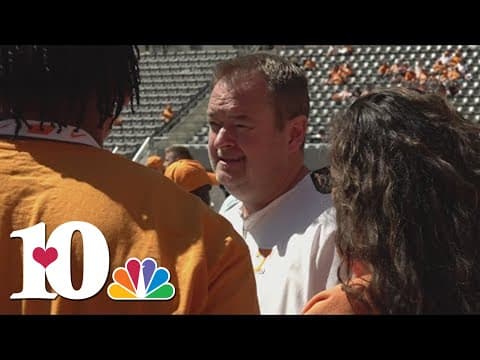 Tennessee football head coach Josh Heupel speaks after first day of fall camp