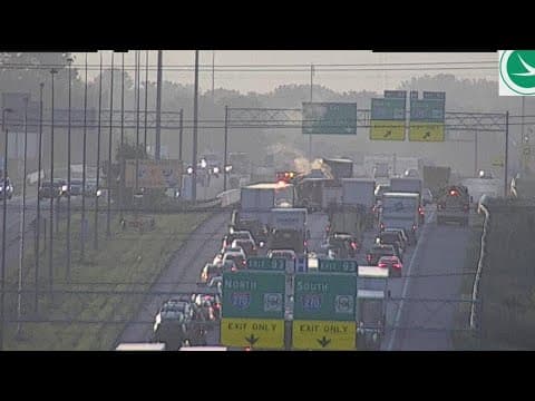 Crash involving 2 semis shuts down I-70 East on the west side