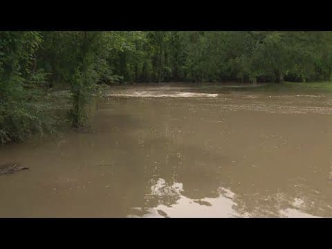 Flooding seen in Crosby, Texas, after heavy rain