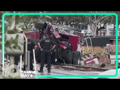 15 hurt in Florida when train hits fire truck that drove onto tracks after another train passed