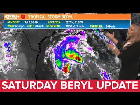 Saturday update: Beryl expected to make landfall in Texas as a re-strengthening hurricane