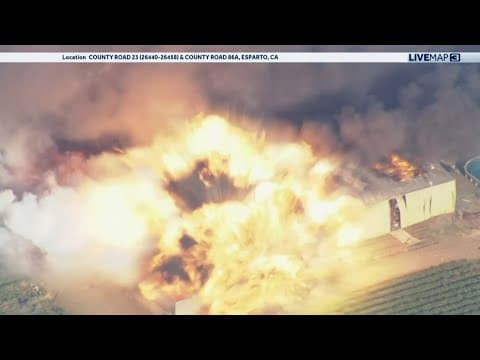 Explosion at fireworks facility in California caught on camera