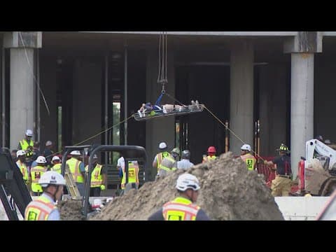 Injured worker lowered to ground at northeast Houston construction site
