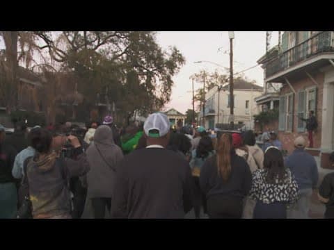 Second line for Southern student rolling through Tremé