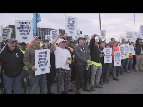 Day 1 of dockworkers' strike comes to end with both sides still far apart on deal