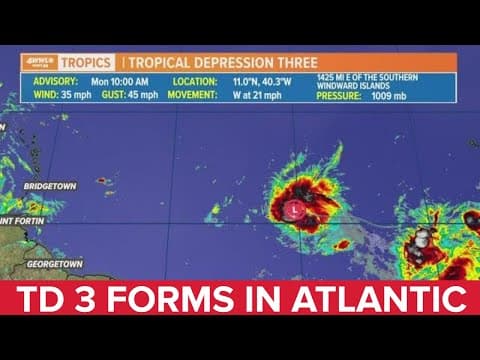 Monday 10 AM Update: Tropical Depression 3 forms could be Tropical Storm Bret soon