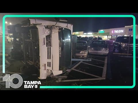 Sky 10 overlooking storm damage in Clearwater Beach, Dunedin
