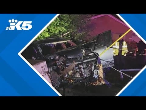 Car crash knocks down power pole in Everett