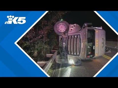 SR 18 shut down due to semi-truck rollover crash
