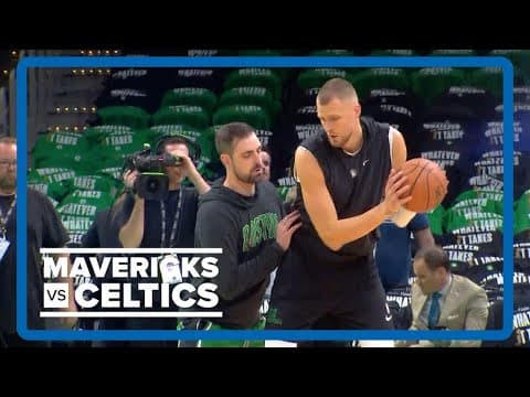 2024 NBA Finals | Celtics Kristaps Porzingis warms up before Game 5 in Boston