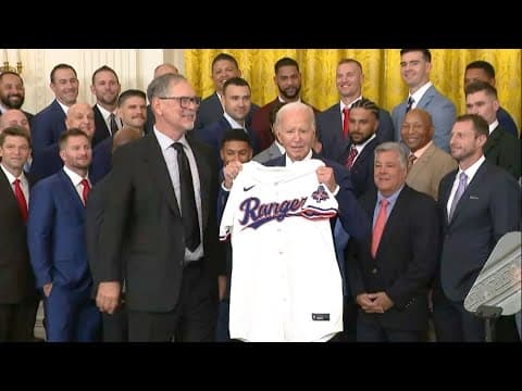 Joe Biden welcomes 2023 World Series champion Texas Rangers to the White House