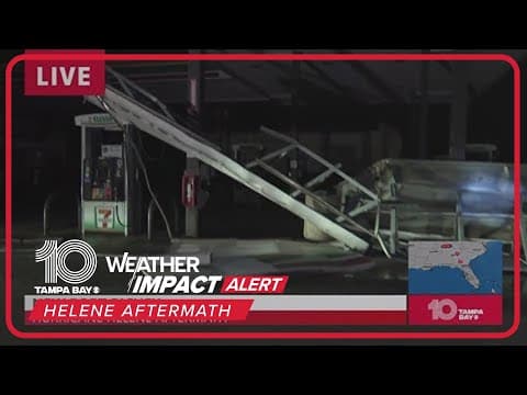 Gas station damaged in New Port Richey following Hurricane Helene