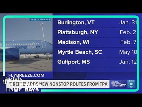Breeze Airways announces 4 new nonstop routes starting at $49 at Tampa airport