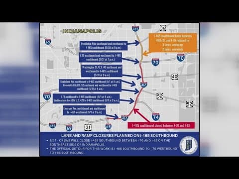 I-465 closures on Indy's southeast side begin tonight