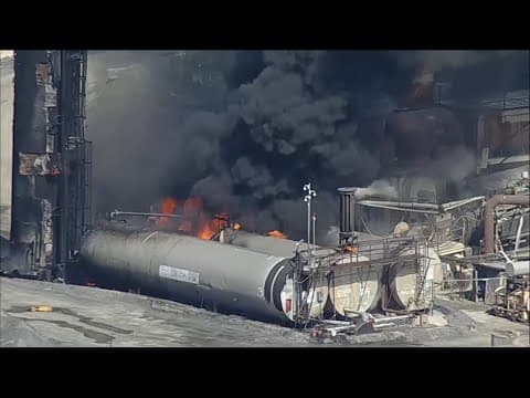 WATCH: Sky9 is over an industrial fire in the Rockville area