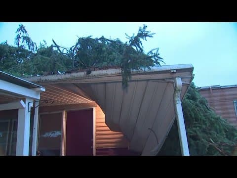 Tree falls on mobile home in Lancaster during severe weather in central Ohio
