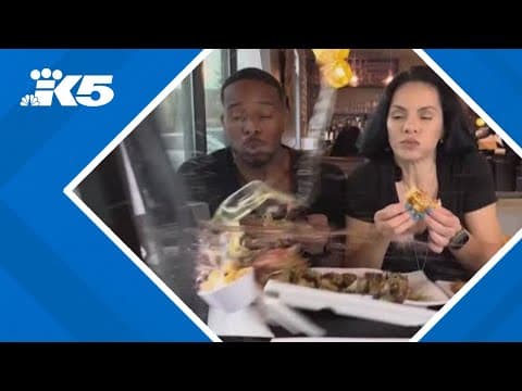 Car hits restaurant during food review video
