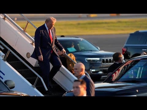 Donald Trump and his team land in Philadelphia before the presidential debate