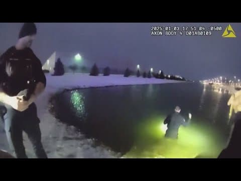 Video shows moments after vehicle goes into pond by Amazon facility in Obetz