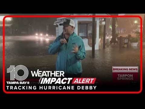 Flooding impacting roads in Tarpon Springs as Hurricane Debby's outer bands pass through