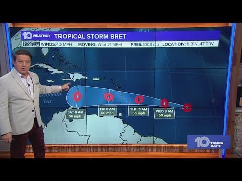 Tracking the Tropics: Tropical Storm Bret path tracks into Caribbean Sea | 11 a.m. Tuesday