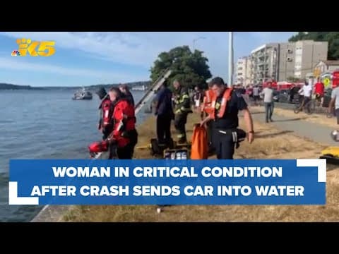 Person in critical condition after an accident sent their car into the water near Alki Beach