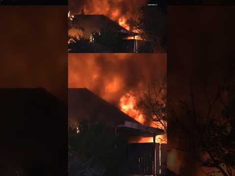 Huge flames as fire burns through house, firefighters investigating arson #news #fire #housefire