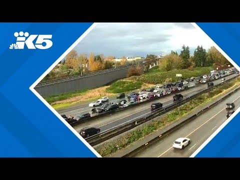 Multi-vehicle pile up blocking all SB I-5 lanes in Kent