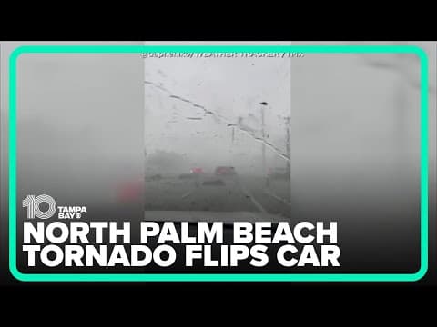 Car lifts into air in Palm Beach, Florida during severe storms