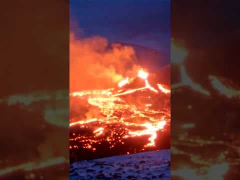 Iceland volcano: Close-up view from helicopter