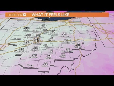 Sub-zero frigid air impacting central Ohio after snow moves out