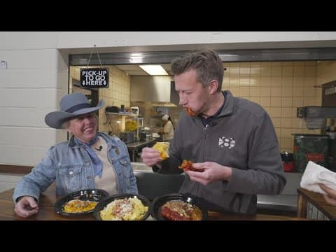 Sampling the food at the Fort Worth Stock Show and Rodeo