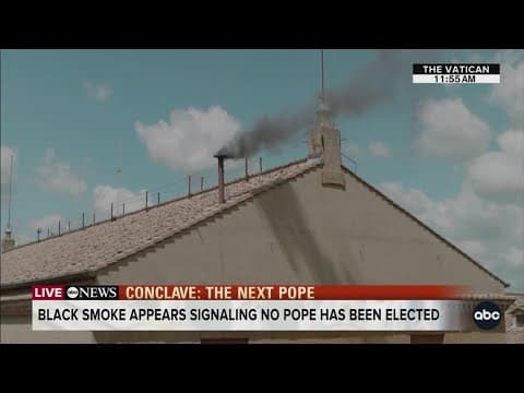 Black smoke billows out of the Sistene Chapel amid papal conclave