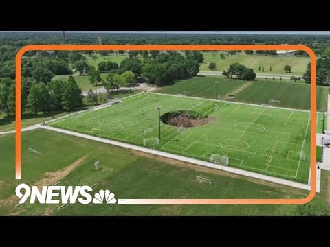 Video shows 100-feet-wide sinkhole swallowing Illinois soccer field