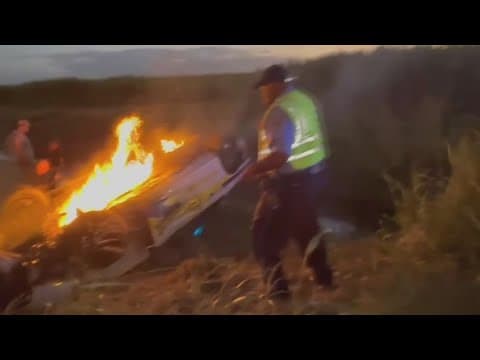 Deputy rescued from burning car