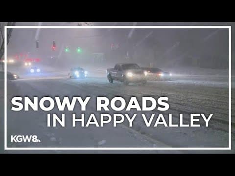 Drivers stalled in winter road conditions in Happy Valley