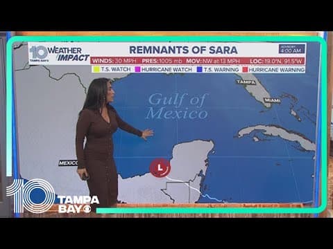Tracking the Tropics: Sara dissipates over land, remnants will bring rain to Tampa Bay area this wee