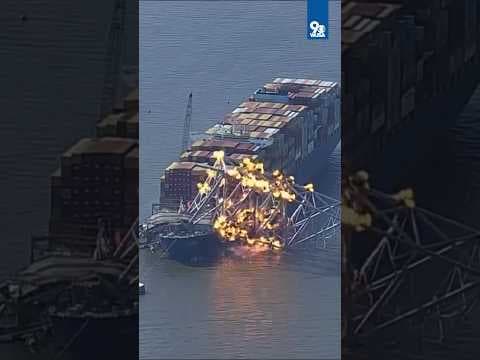 Demolition at Baltimore Bridge collapse site