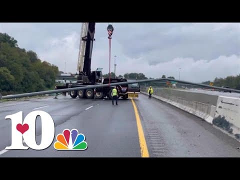 Crane operator saves the day, volunteers to clear a large pole on I-40 that blocked the interstate