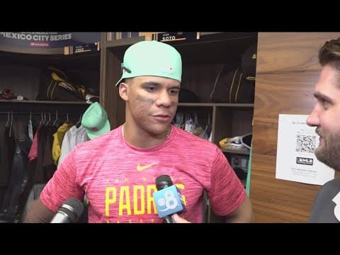 Padres players talk after winning first game in Mexico City against Giants
