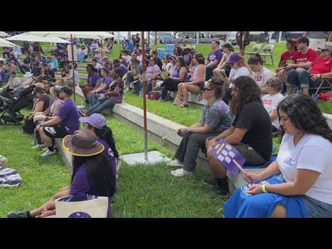 Healthcare workers rally on Labor Day calling for better working conditions, higher pay