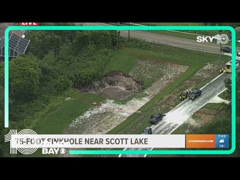Road in Lakeland remains closed after 75-foot sinkhole opens