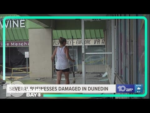 Storm shatters windows at several businesses in Dunedin shopping plaza