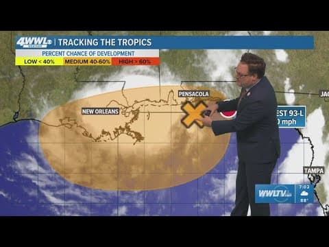 7 PM Tropical Update: Invest 93 still disorganized, but sending rain into the Gulf Coast.