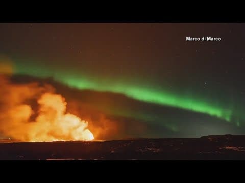 Volcano erupts under the northern lights | Check this out