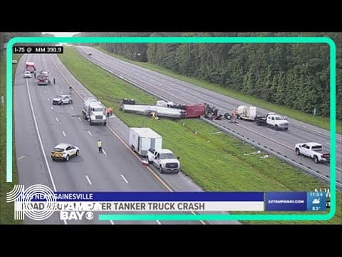 I-75 reopens where tanker truck that spilled hazardous material overturned