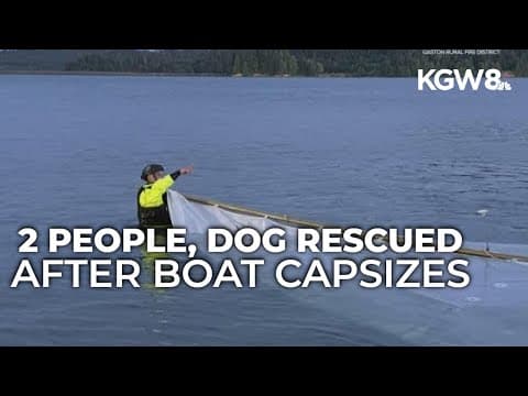 Two people, dog rescued after sailboat capsizes on Hagg Lake