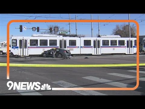 Car fleeing shooting scene crashes into RTD light rail train in Aurora on Christmas morning
