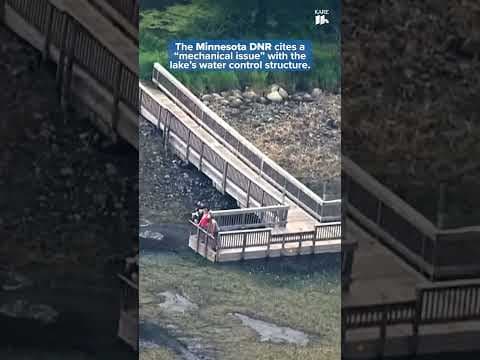 Aerial footage shows was left of the dried-up Lake Alice at William O'Brien State Park.
